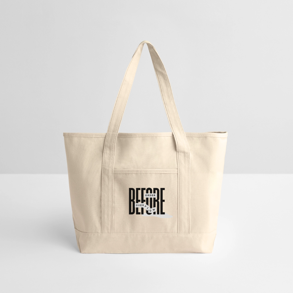 Order Before Overflow Large Canvas Deluxe Tote | Faith-Inspired Everyday Carry - natural