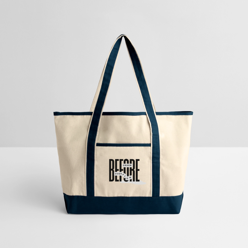 Order Before Overflow Large Canvas Deluxe Tote | Faith-Inspired Everyday Carry - Natural/Black