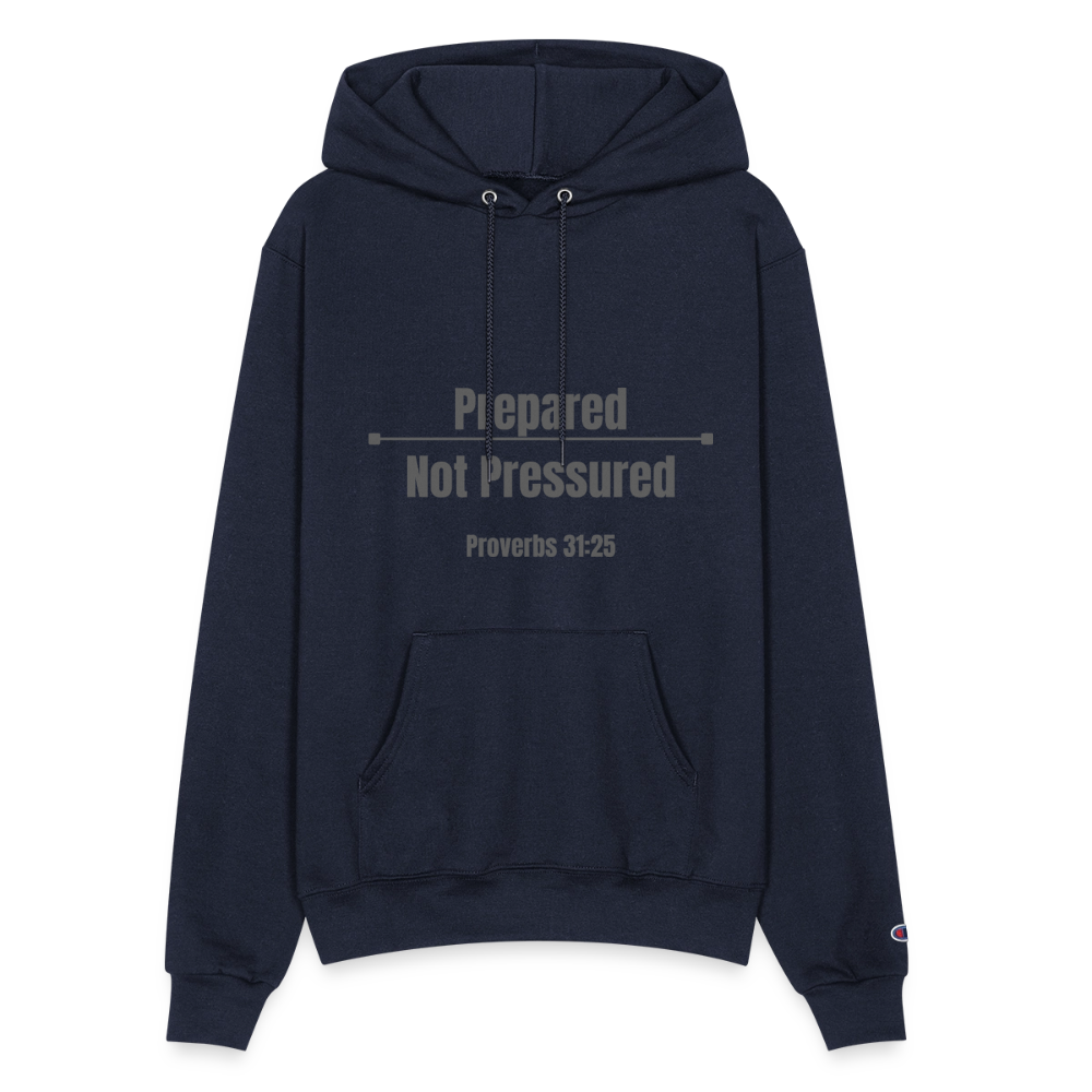 Prepared Not Pressured Champion Hoodie | Faith-Based Apparel | Torah Life Clothing - navy