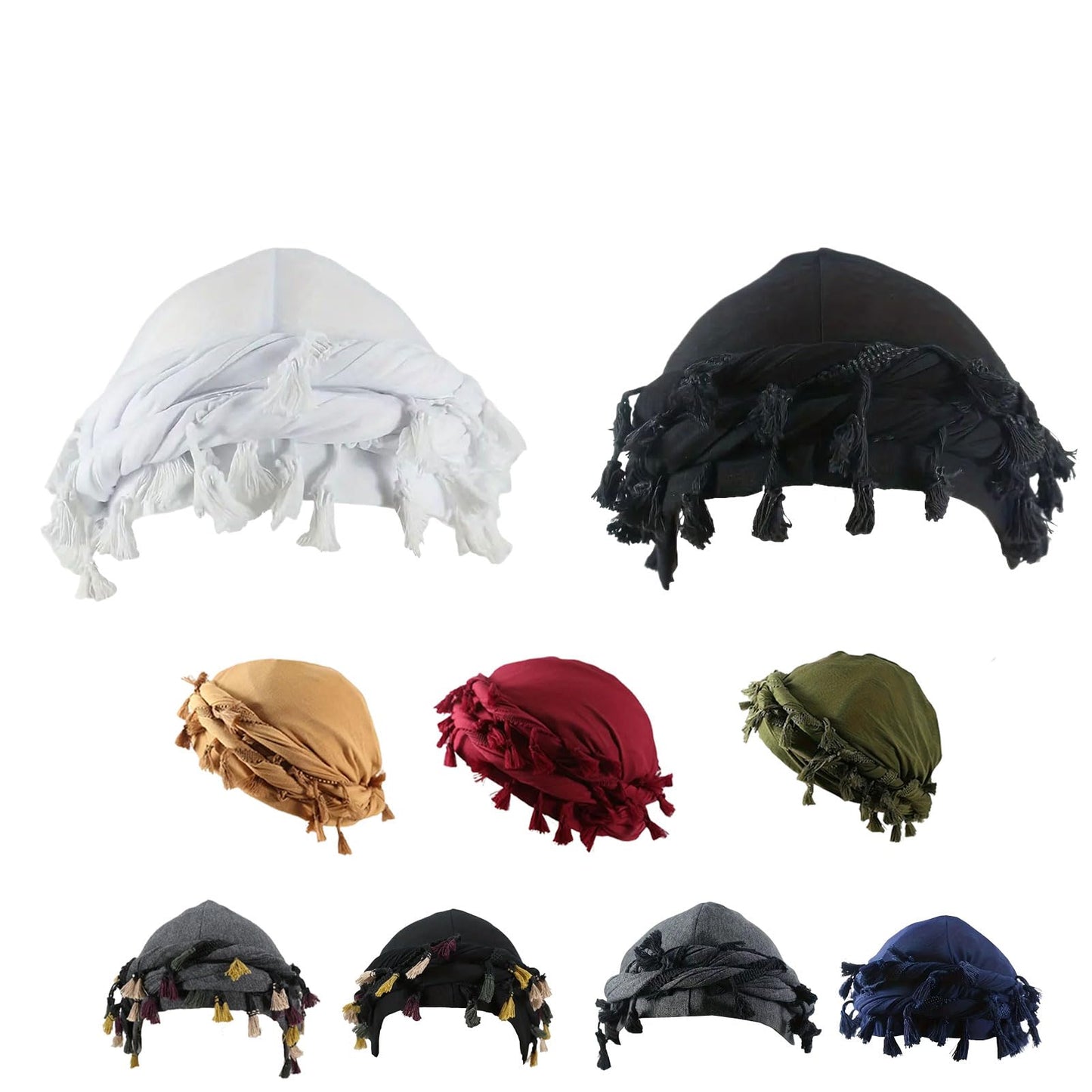 Pre-Tied Tassel Turban Twist Head Wraps