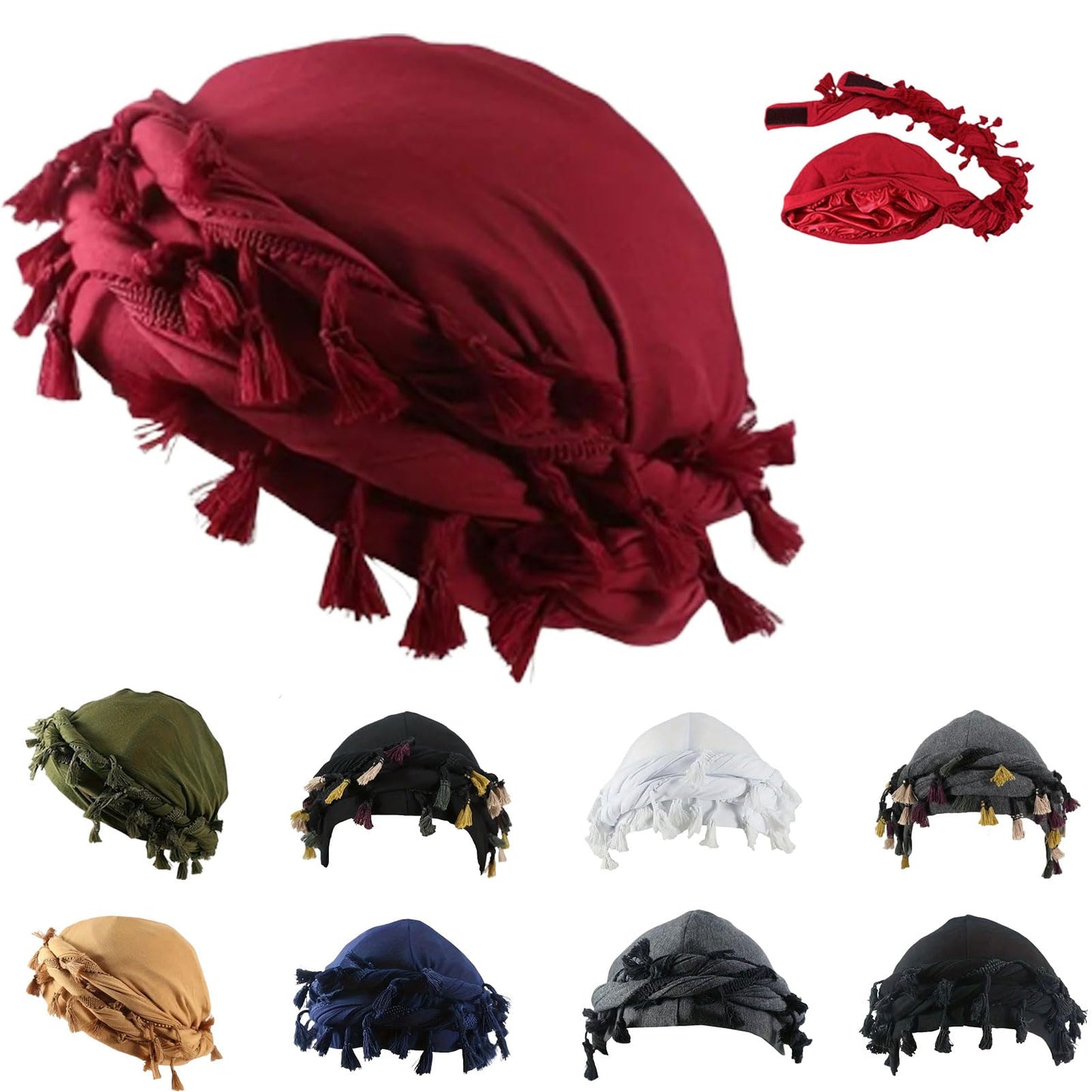 Pre-Tied Tassel Turban Twist Head Wraps