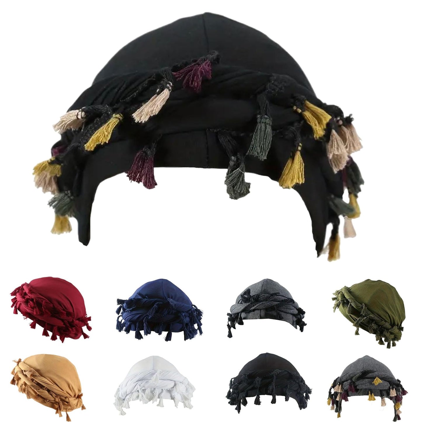 Pre-Tied Tassel Turban Twist Head Wraps