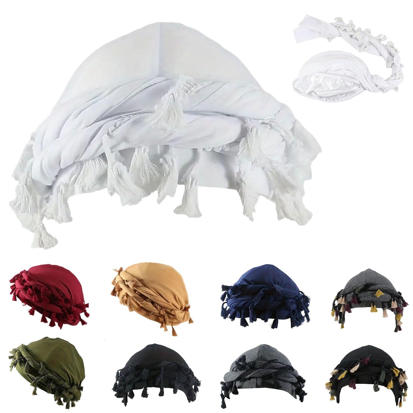 Pre-Tied Tassel Turban Twist Head Wraps