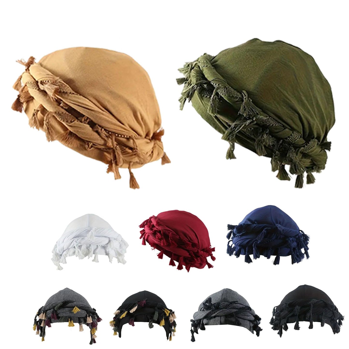 Pre-Tied Tassel Turban Twist Head Wraps