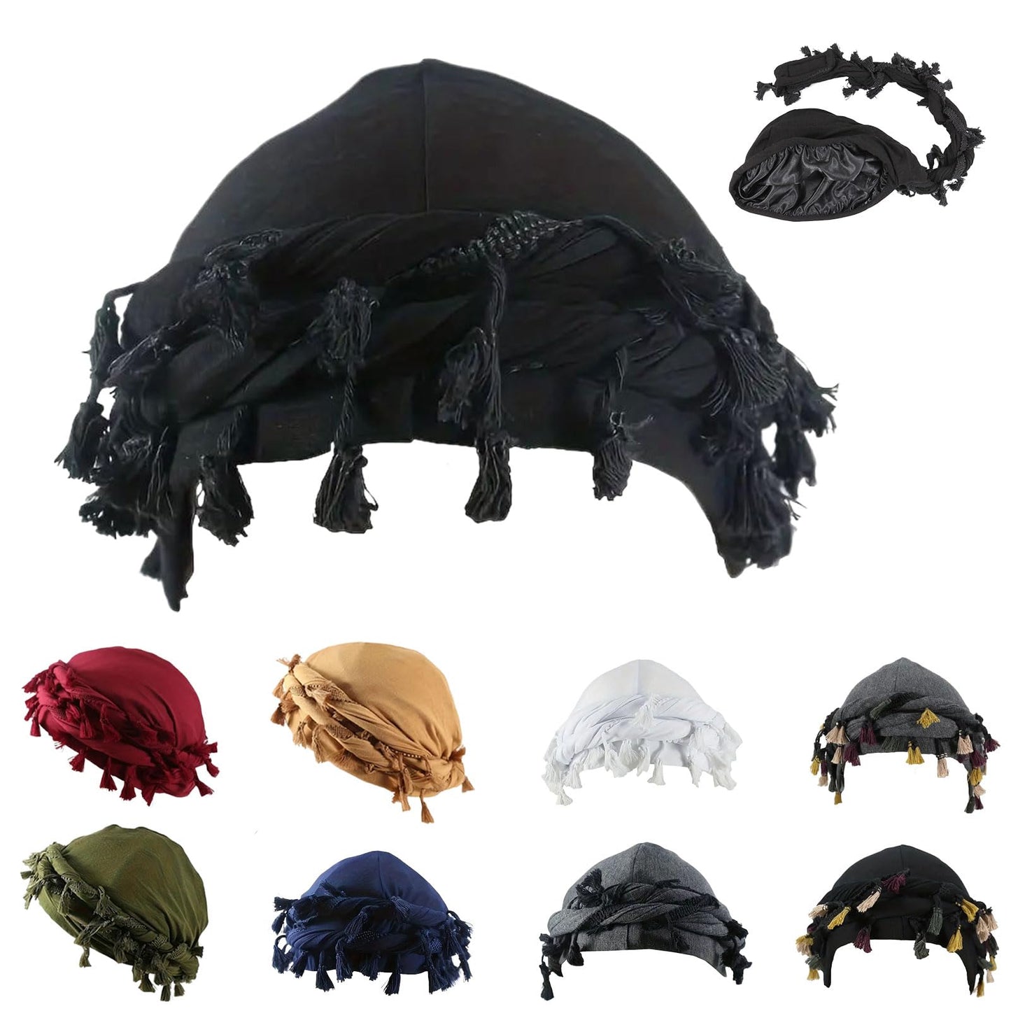 Pre-Tied Tassel Turban Twist Head Wraps