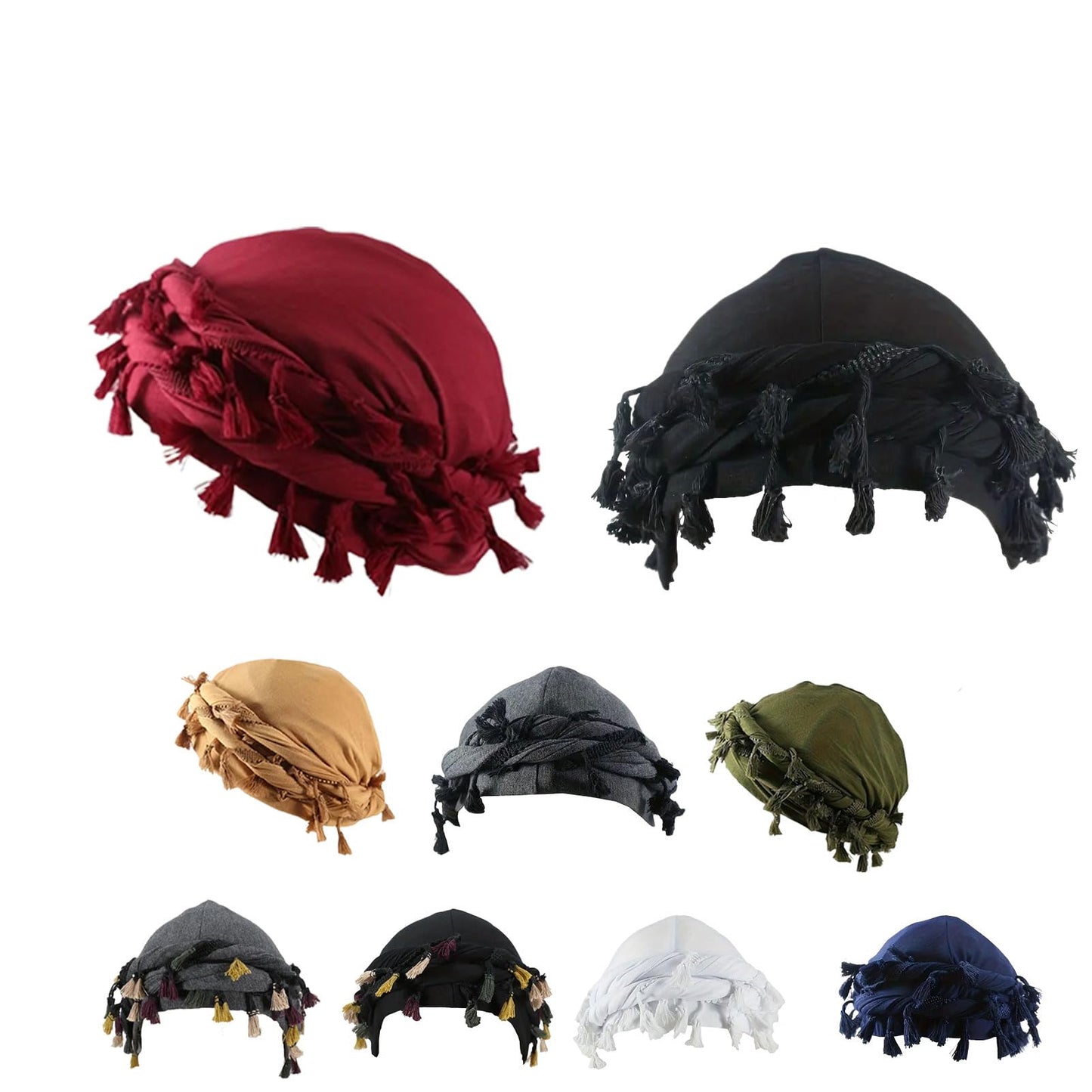 Pre-Tied Tassel Turban Twist Head Wraps