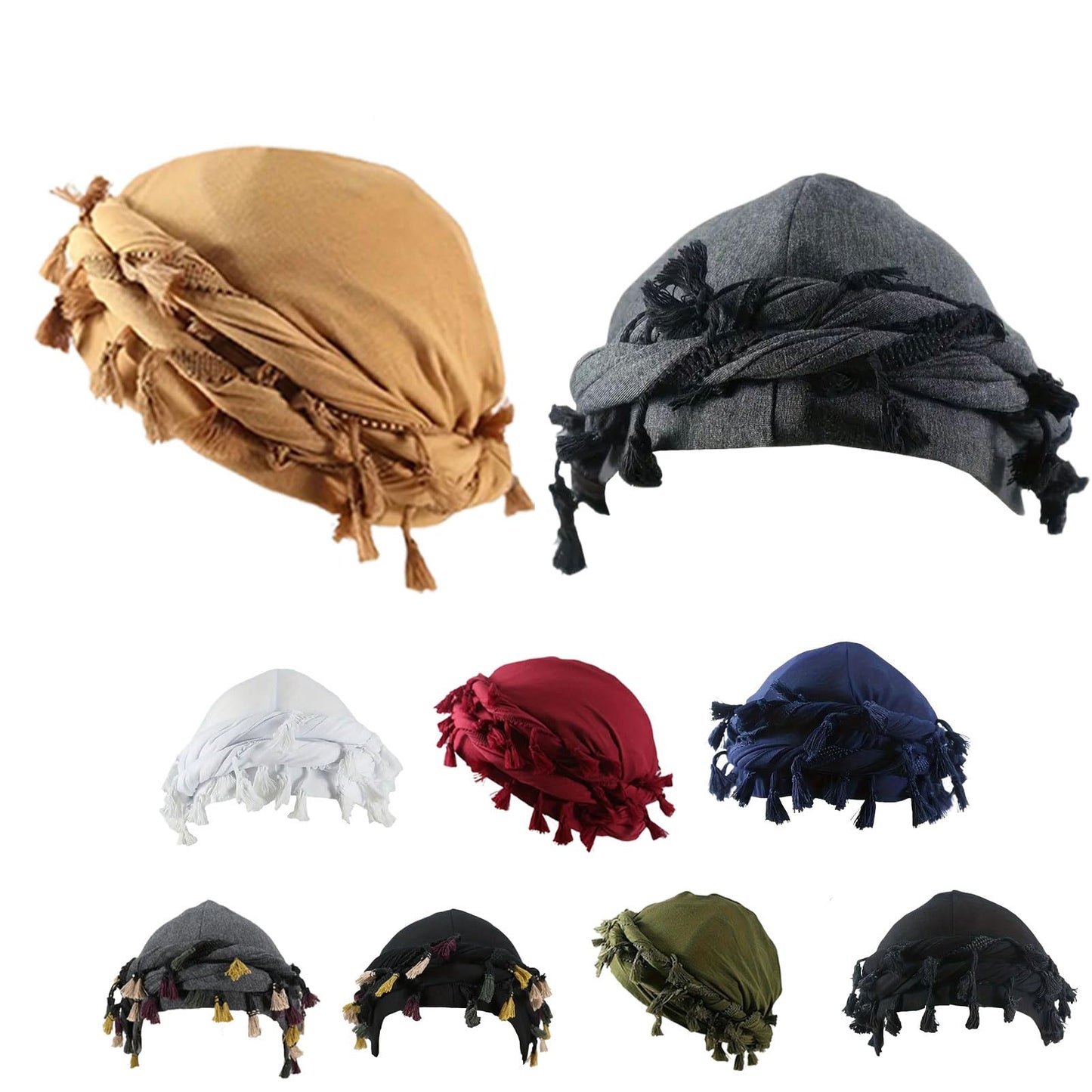 Pre-Tied Tassel Turban Twist Head Wraps