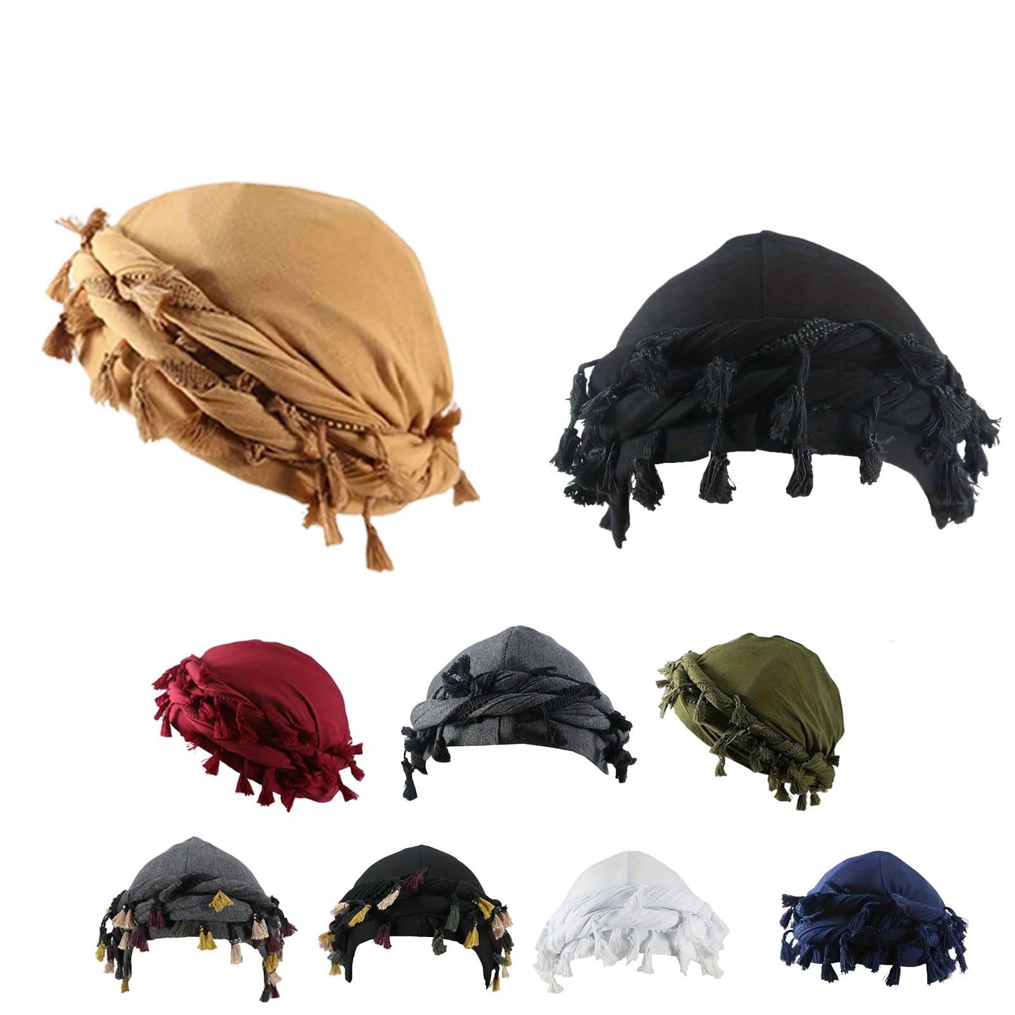Pre-Tied Tassel Turban Twist Head Wraps