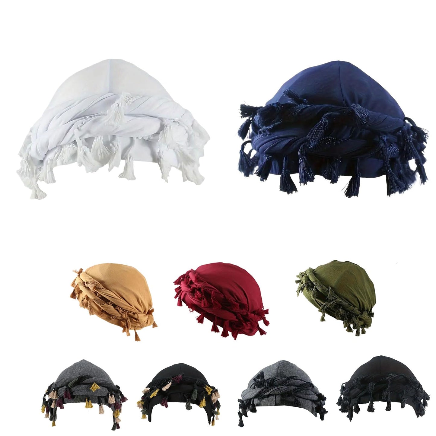 Pre-Tied Tassel Turban Twist Head Wraps