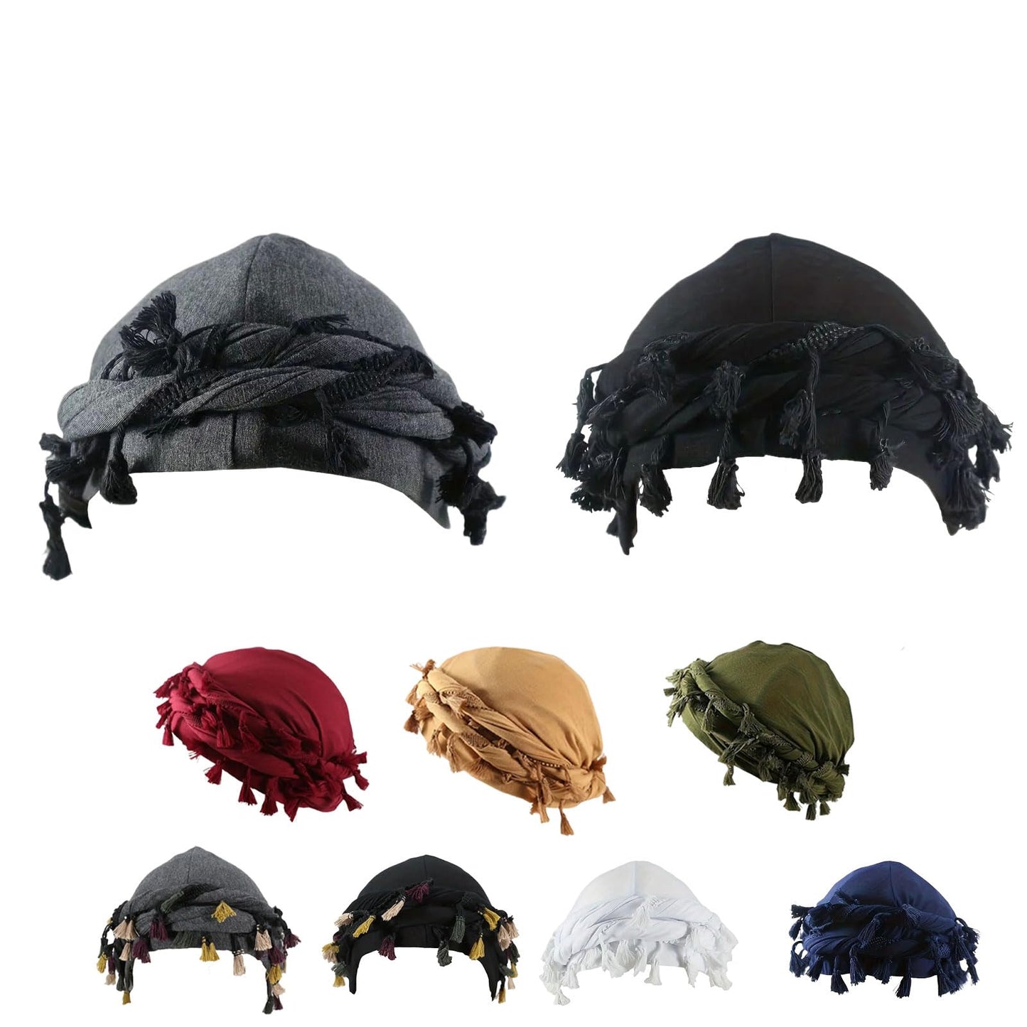 Pre-Tied Tassel Turban Twist Head Wraps