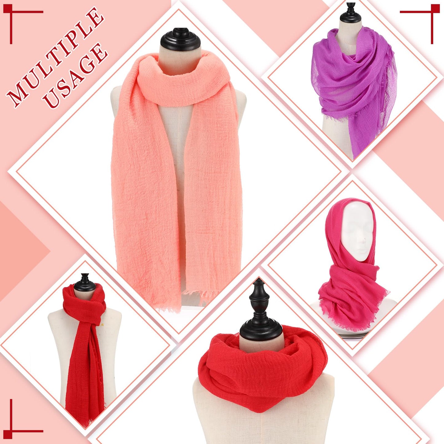 6 Pcs Head Scarf Set