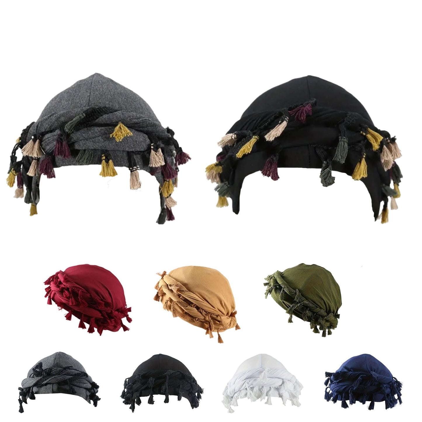Pre-Tied Tassel Turban Twist Head Wraps