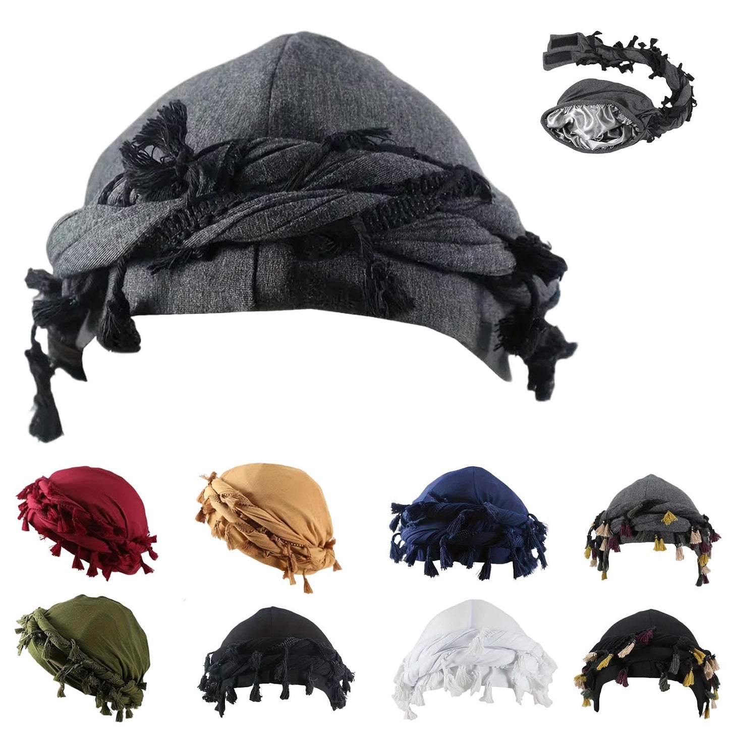 Pre-Tied Tassel Turban Twist Head Wraps
