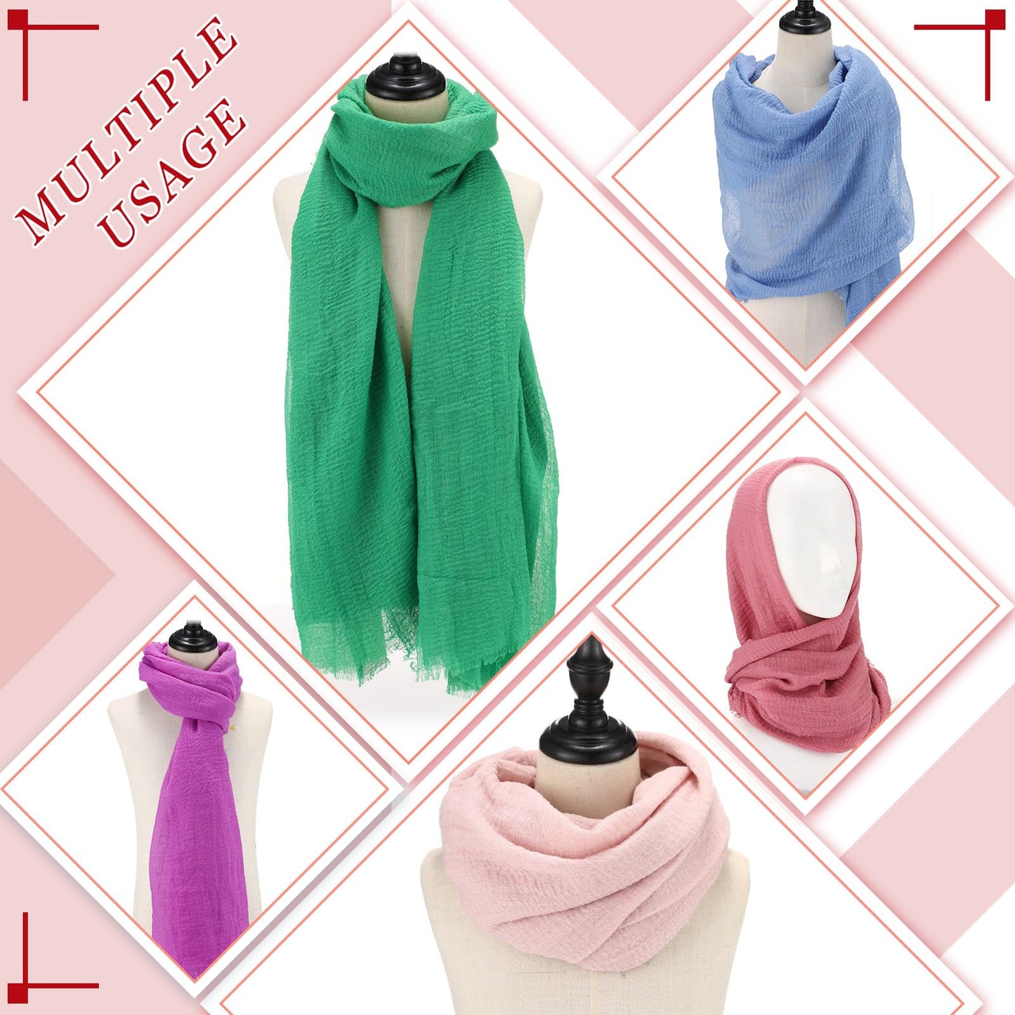 6 Pcs Head Scarf Set
