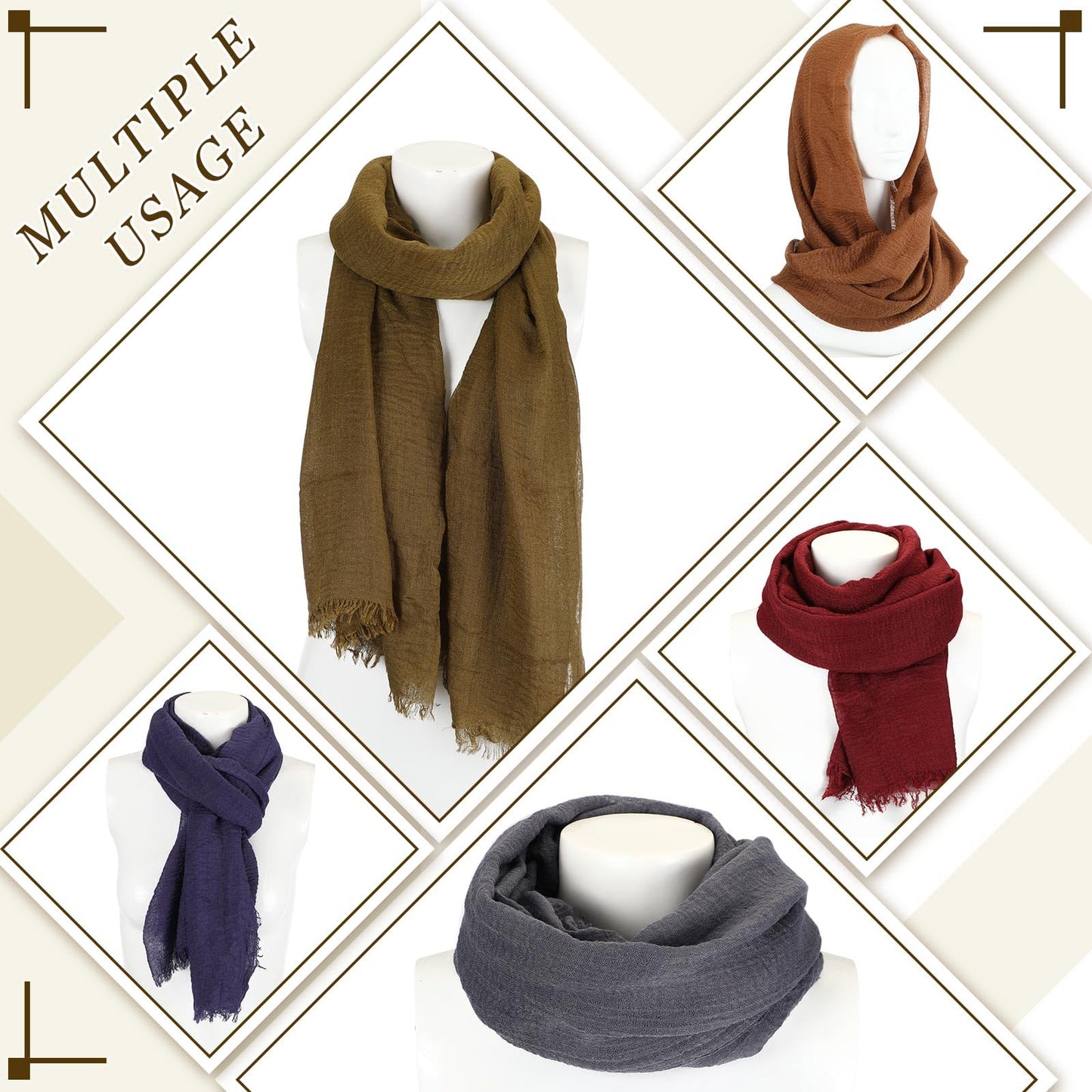 6 Pcs Head Scarf Set